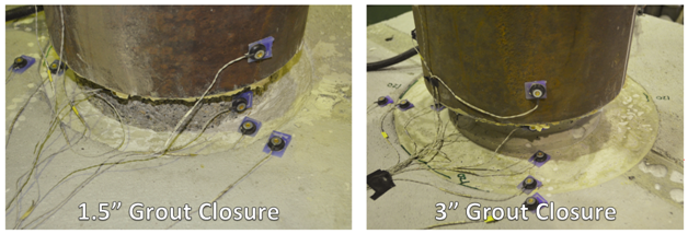 Grout closure with various roughness